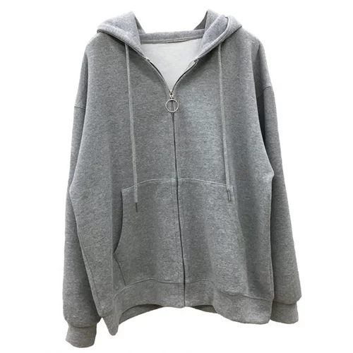 Осенняя толстовка с капюшоном, спортивный кардиган для отдыха с молнией, оверсайз, в корейском стиле