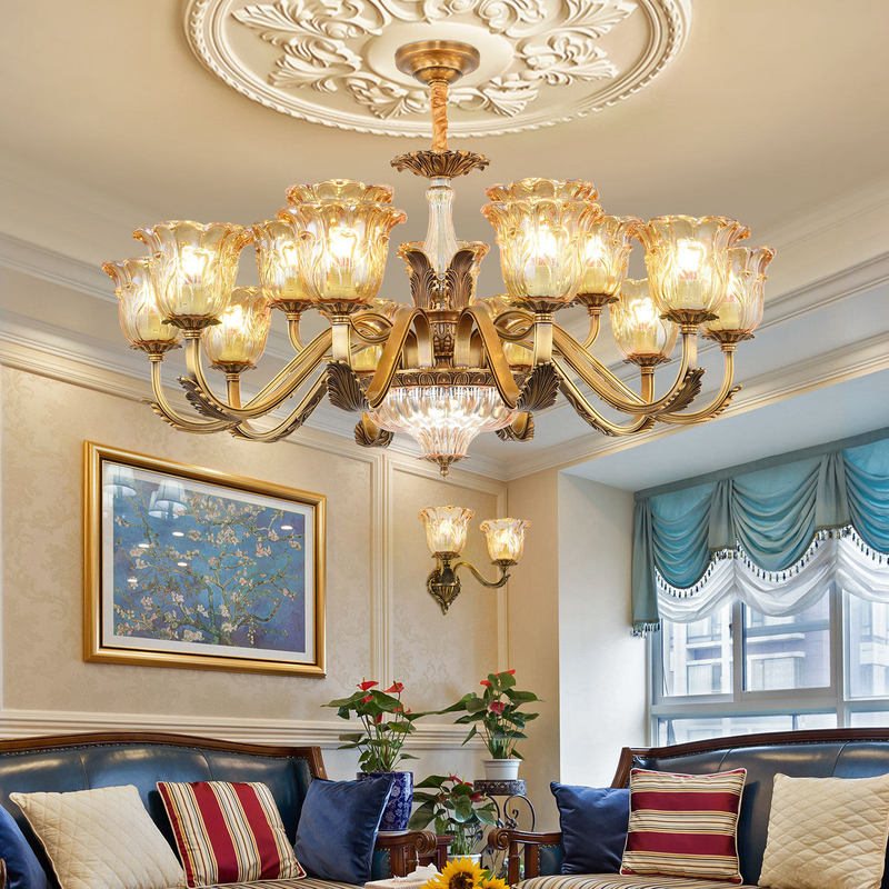 2026 New Model European Classical Living Room Chandelier, Vintage Palace-Style Light Luxury All-Copper High-End Grand Main Light for Dining Room and Bedroom