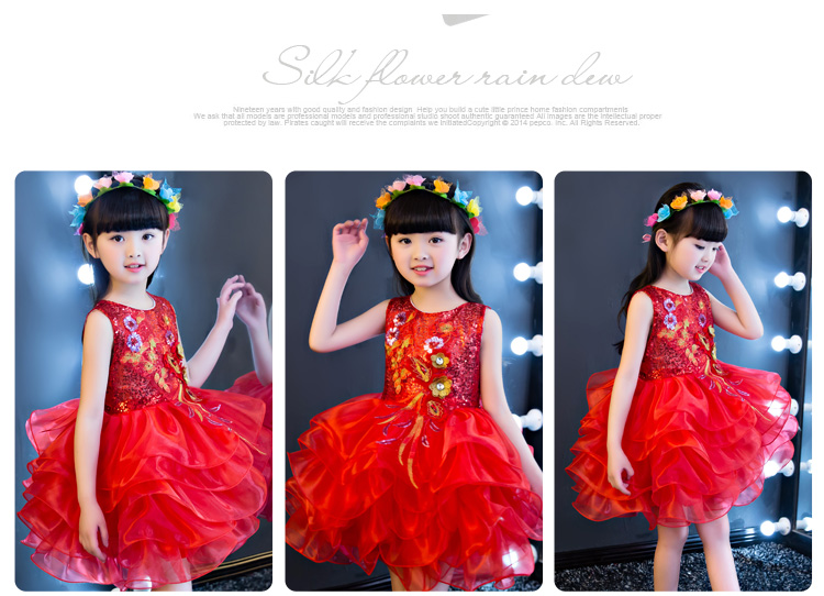 Ngày tết trẻ em pettiskirt trình diễn trang phục sequin cô gái công chúa váy khiêu vũ quần áo hiện đại khiêu vũ trang phục mùa đông quần áo trẻ em hàn quốc