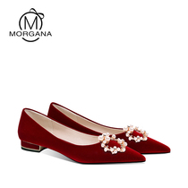 Wedding shoes female show and wedding dress Two wearing 2022 new bridal shoes everyday can be worn in red Chinese flat bottom not tired