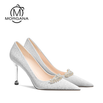 Wedding Shoes Women 2022 New Silver Crystal Shoes Cat Heel Bridal Shoes Wedding Dress Shoes Banter Walk Show Normal Wear