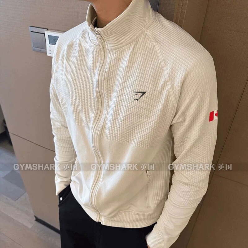 Gymshark Uk New Year Limited Edition Seamless Jacquard Zip-Up Cardigan Casual Sports Long-Sleeve Jacket for Men
