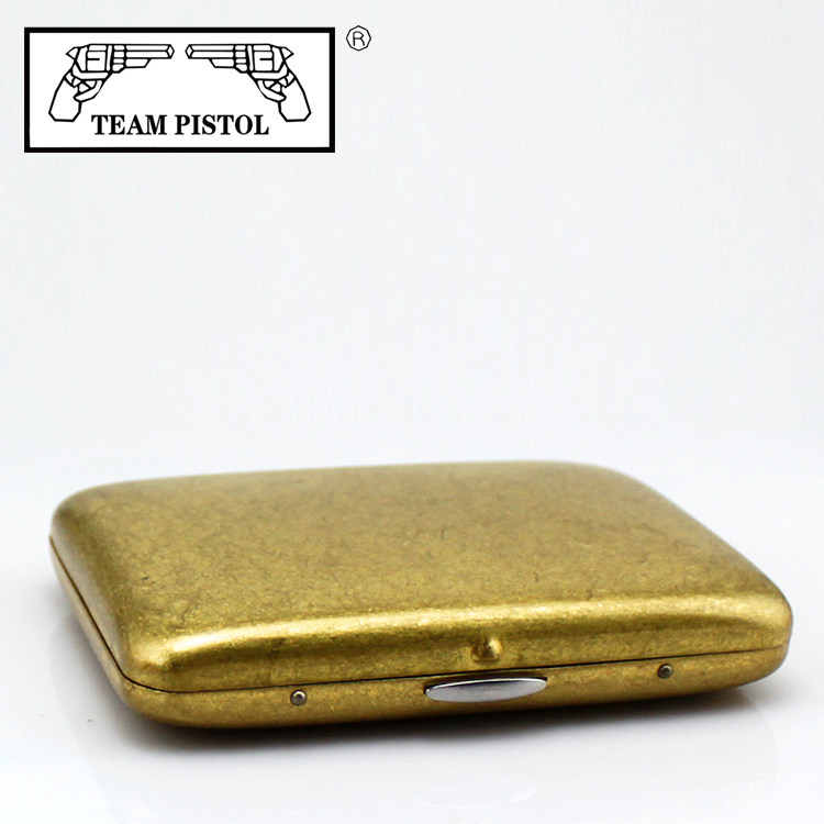 High-end double gun cigarette case 16 Fitted Ultra Slim Retro Pure Brass Incense Smoke Box Light as Automatic Metal Incense Cigarette Case