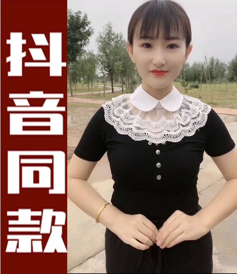 Shake-in-style straw yy spring autumn lotus leaf lace with fake collar comeback ancient lace black female-type agaric edge round collar multifunction