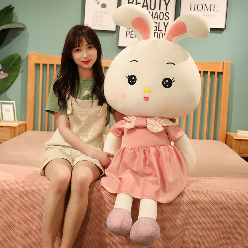 Cute rabbit gongzai wool suede toy cloth doll bed to sleep with pillow Little white rabbit doll birthday present girl