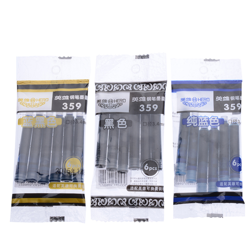 Hero pen ink sack ink cholecyst pure blue black primary school children special ink sacks universal 359 replaceable 3 4 male girls beginners children positive posture with refill ink sac