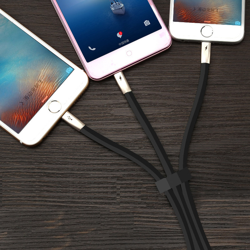 TOTU Zinc Alloy Connector Rhombic Quick Charge Lightning+Lightning+Micro USB Cable for Apple iPhone iPad Android Smartphones
