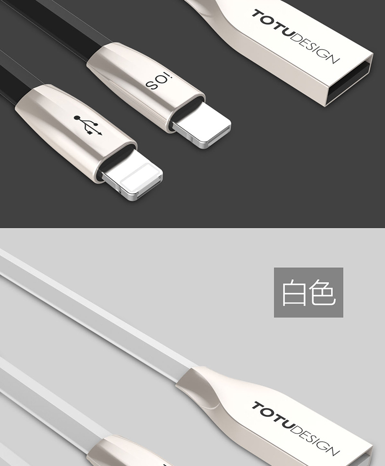 TOTU Zinc Alloy Connector Tow Uses Rhombic Quick Charge Lightning+Micro USB Cable for Apple iPhone iPad Android Smartphones