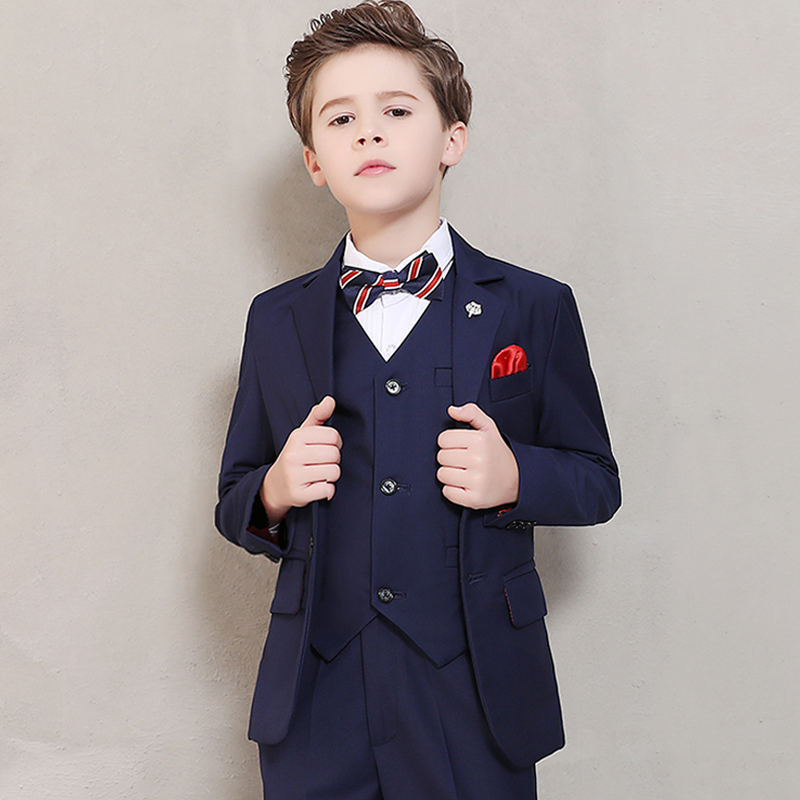 Children's suit suit boy hidden in dark blue Inn wind gown flower boy acting presenter handsome and upscale-Taobao