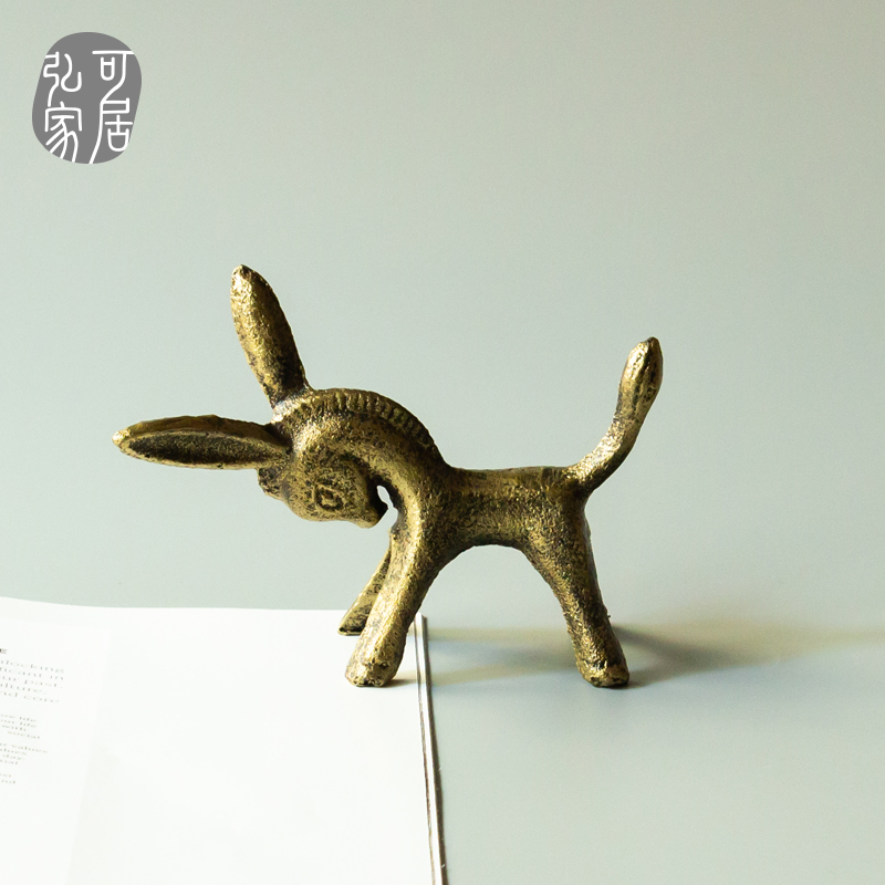 Cast iron small hairy donkey table swing piece birthday male and female animal pure handicrafts cute creative retro nostalgic paper town