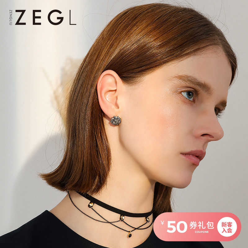 ZEGL retro black small earshot female design sensation small crowdsourced baroque earrings 2022 new wave earrings