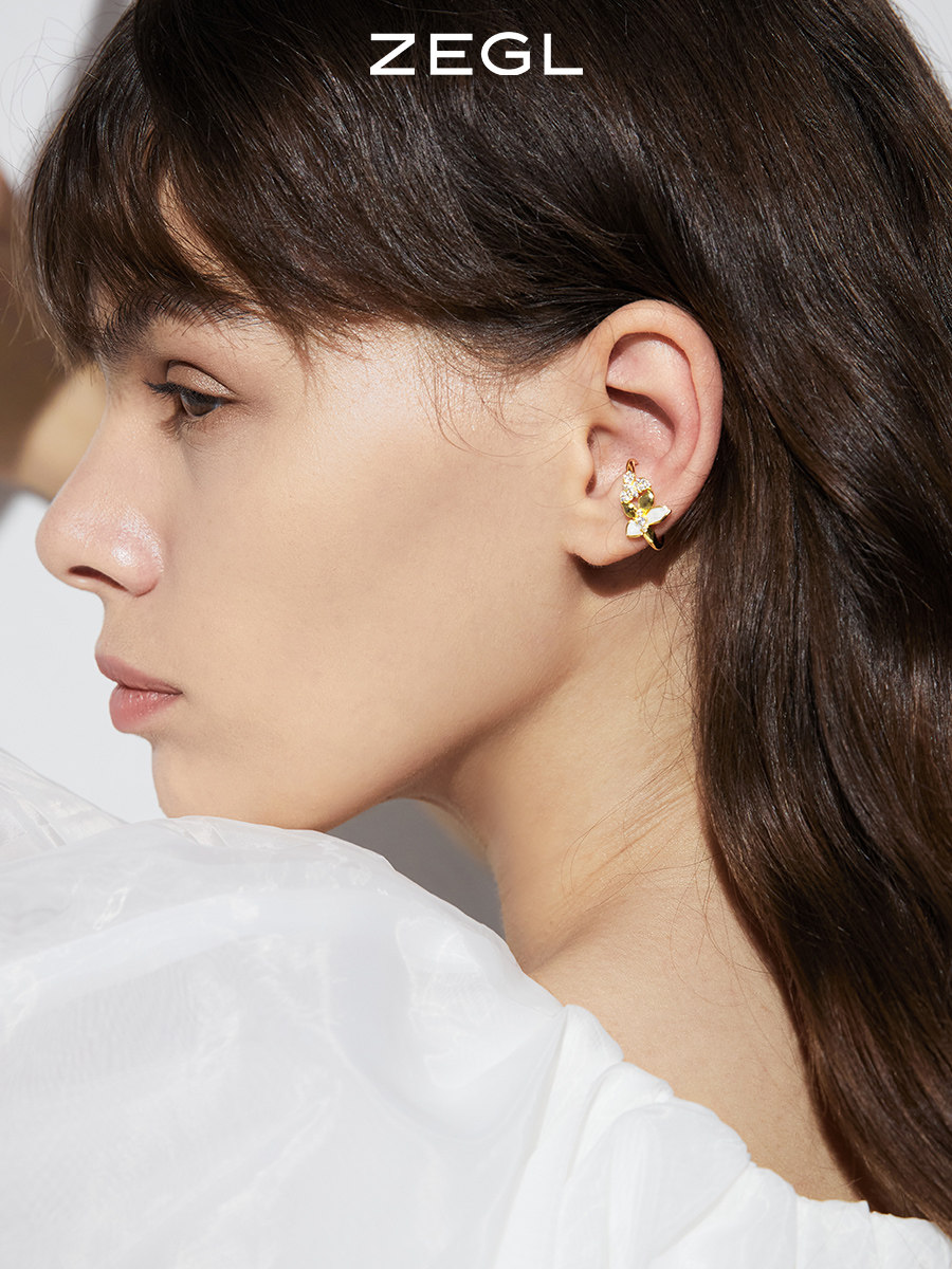 (Exclusive for selected live broadcast) ZEGL designer flower ear clip with high-end sense and niche ear bone clip without ear piercing earrings