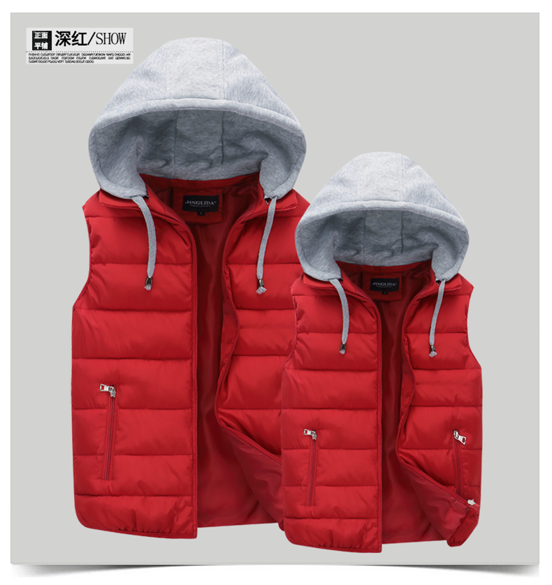 Mùa thu và mùa đông size lớn cotton nam vest nam và nữ với cùng một đoạn xuống vest cotton cộng với phân bón XL bông vest có thể tháo rời ao ghi le