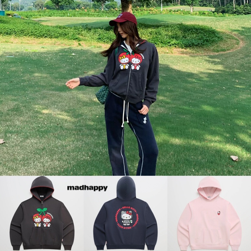 American Genuine Madhappy Kitty Sweatshirt 26 Autumn and Winter Style Cute Kitten Print Thickeneded Fleece Hoodie