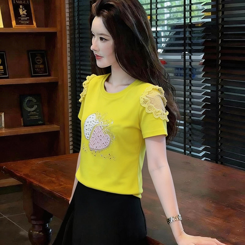 潮流时尚印花圆领显瘦上衣女装2026夏季小众减龄炸街洋气短袖T恤