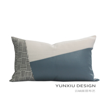 Geometric stitching waist pillow Blue gray high-grade model room pillow cushion decorative supplies Yunxiu home waist pillow