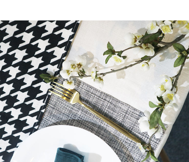 Cổ điển đen và trắng houndstooth bông và vải lanh bảng bầu không khí đơn giản màu đen và trắng treo spike bảng bảng tủ vải bìa vải - Khăn trải bàn khăn trang trí bàn ăn