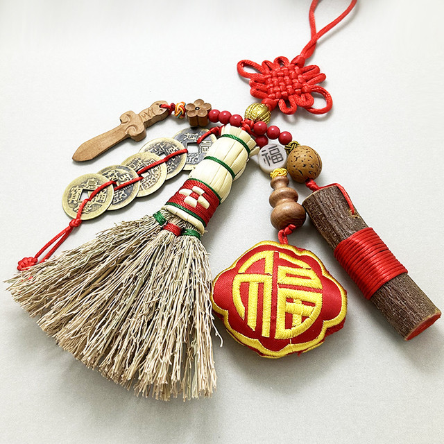 Sorghum seedling mini broom folk custom broom baby child mini broom hanging bedside stroller crib for sleeping and preventing fright