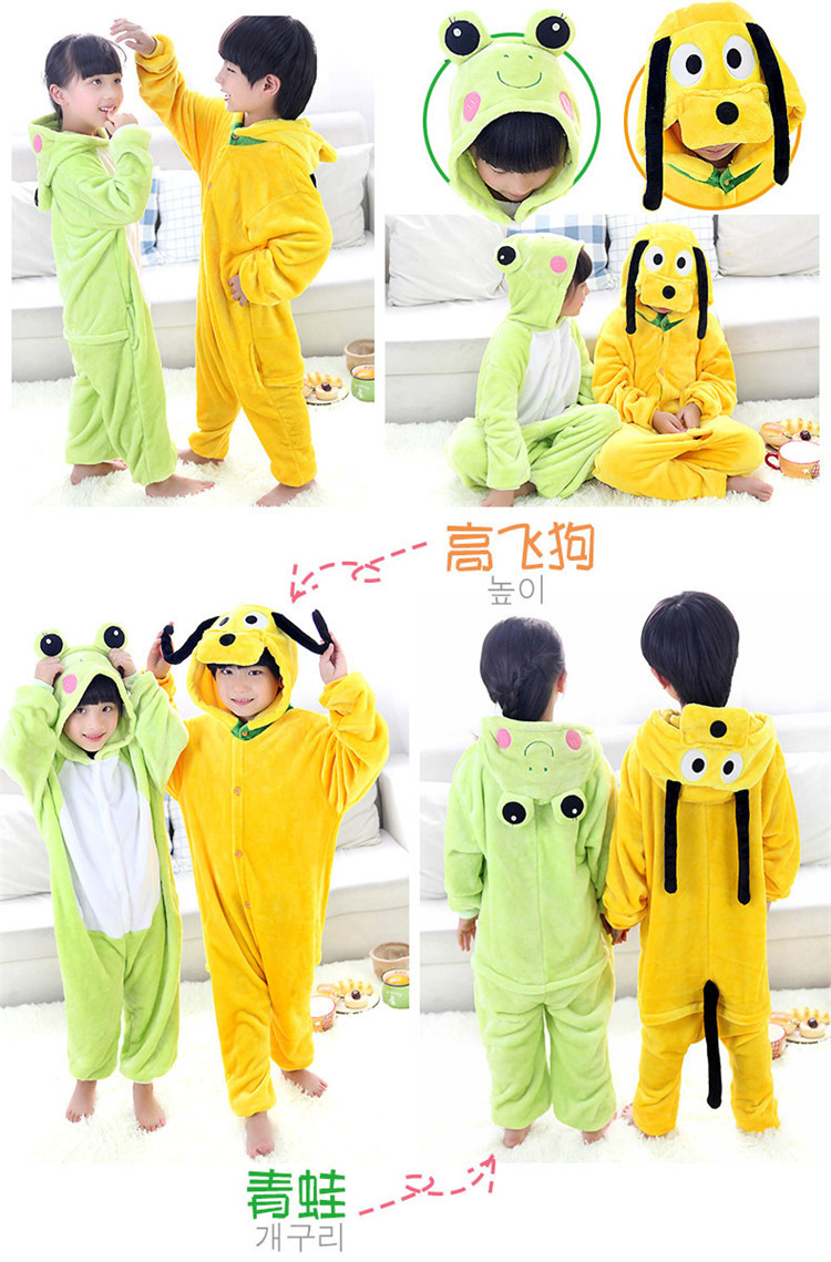 Mùa thu và mùa đông mới flannel trẻ em hổ một bộ đồ ngủ bé trai và bé gái hoạt hình động vật dài tay lỏng lẻo dịch vụ nhà quần áo bé trai