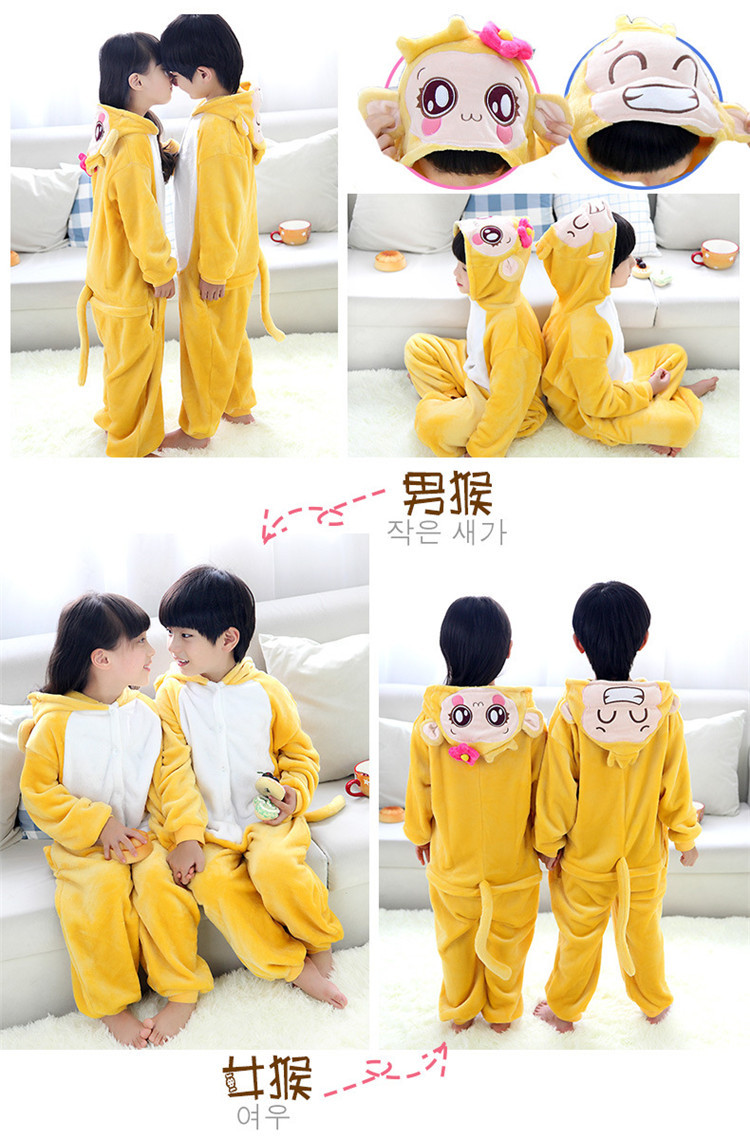 Mùa thu và mùa đông mới flannel trẻ em hổ một bộ đồ ngủ bé trai và bé gái hoạt hình động vật dài tay lỏng lẻo dịch vụ nhà quần áo bé trai