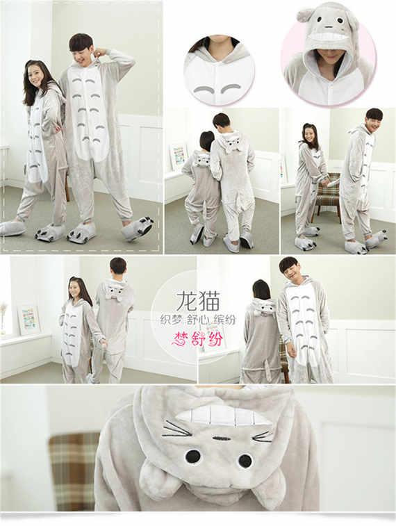 Flannel khủng long đỏ gia súc động vật bộ đồ ngủ liền kề nữ hoạt hình mùa thu và mùa đông nam dày đôi dịch vụ nhà cha mẹ giày con đồ ngủ pijama
