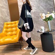 2021 autumn new out-of-office pregnant womens tops loose hooded sweatshirts womens lazy wind plus size spicy mom pregnant womens clothes