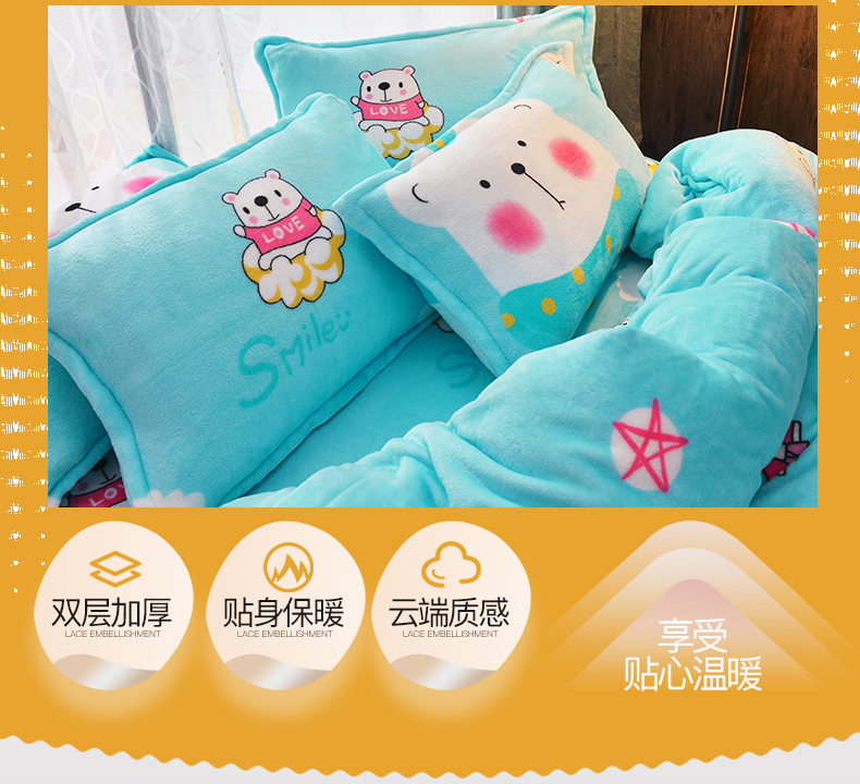 Tấm nhung san hô ba mảnh ký túc xá sinh viên một tấm chăn bốn mảnh bìa đơn bộ cộng với chăn che nam và nữ ga giường 1m2x2m