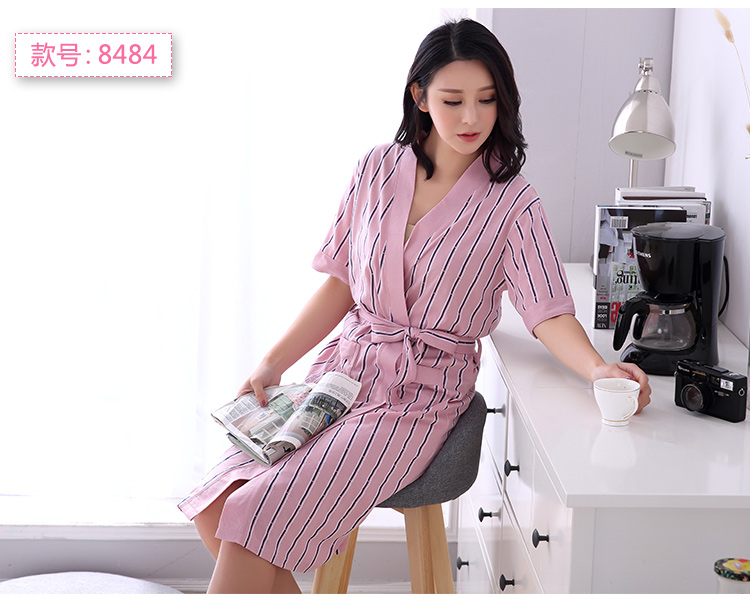 Áo ngủ nữ mùa hè áo choàng cotton nữ mùa xuân và mùa thu của phụ nữ mùa hè ngắn tay áo bông cotton áo tắm mùa xuân dịch vụ nhà mùa xuân đồ ngủ cao cấp