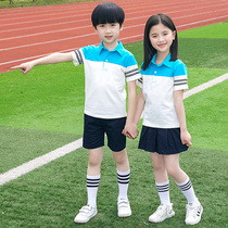 Kindergarten garden clothes summer clothes British style boys and girls short-sleeved primary school uniforms Summer childrens sports class suit