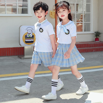 Kindergarten Garden Suit Summer Clothing Inglém Wind Graduation Photo Class Clothes Men And Women Short Sleeve Tide Elementary School Uniforms Pure Cotton Suit
