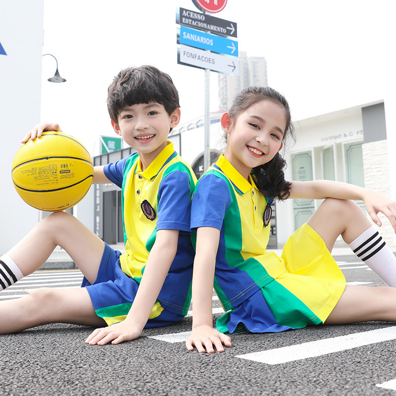 Primary school uniforms Summer short sleeves New Kindergarten Garden Costume Institute Wind Children Sports Class Clothing Performance Suit