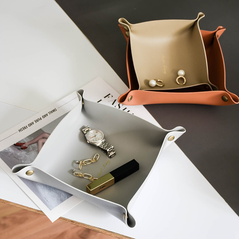 Nordic Foldable Storage Box Retro Desktop Leather Waterproof Jewelry Miscellaneous Ornament Key Key Entrance Storage Box - Taobao