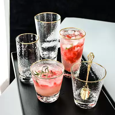 Creative gold gold glass home drinking cup set wine glass cup drink cup tea cup transparent juice cup