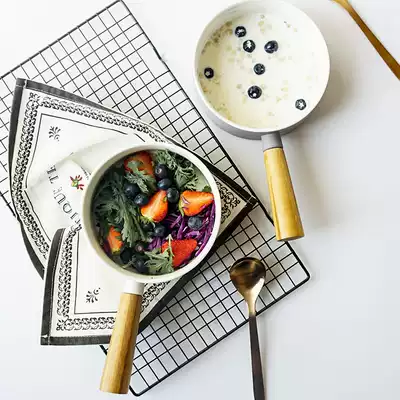 Creative home wooden handle with handle salad bowl Japanese dessert bowl baked rice bowl round good quality salad bowl