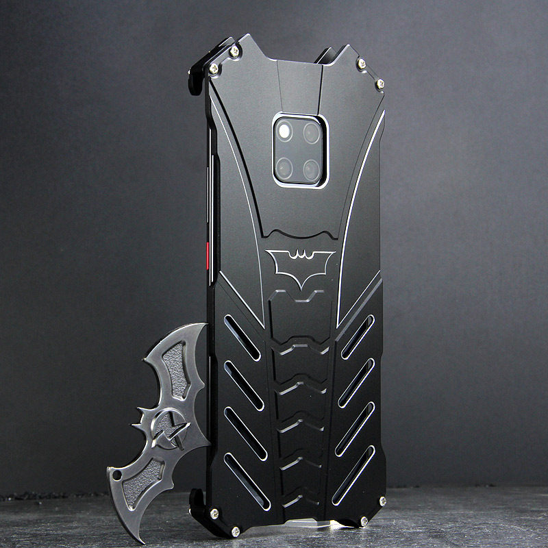 R-Just Batman Shockproof Aluminum Shell Metal Case with Custom Batarang Stent for Huawei Mate 20 Pro & Huawei Mate 20 & Huawei Mate 20 X