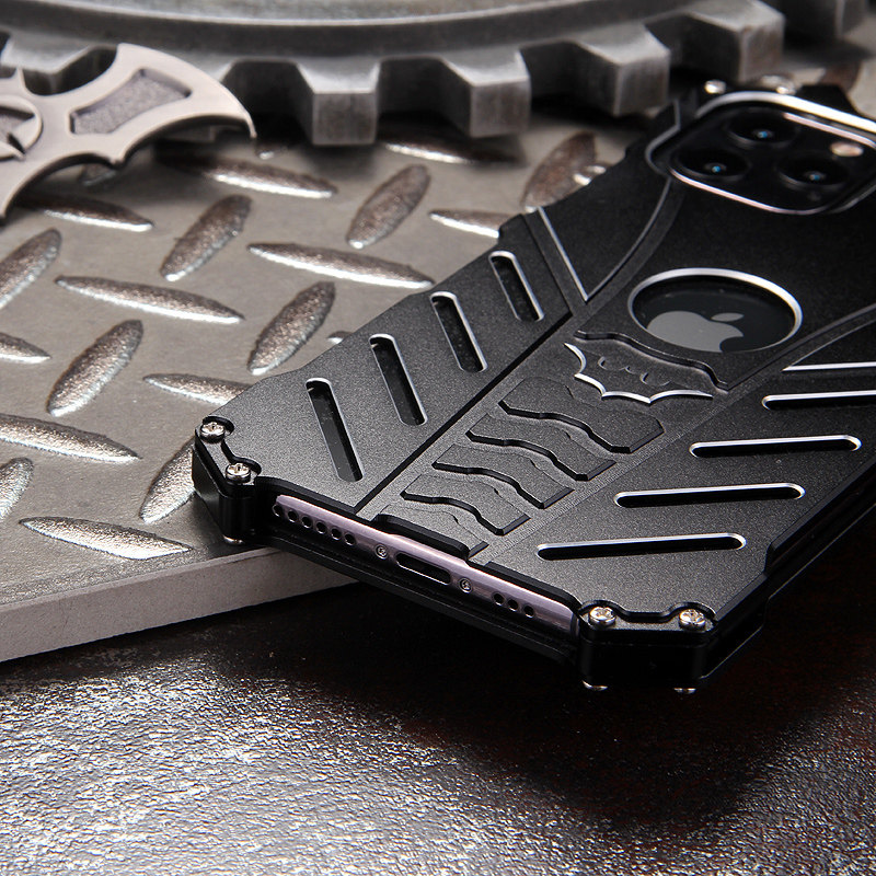 R-Just Batman Shockproof Aluminum Shell Metal Case with Custom Batarang Stent for Apple iPhone 11 Pro Max & iPhone 11 Pro & iPhone 11
