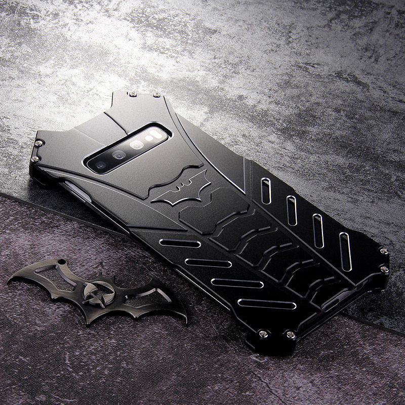 R-Just Batman Shockproof Aluminum Shell Metal Case with Custom Batarang Stent for Samsung Galaxy S10+ & Galaxy S10 & Galaxy S10e