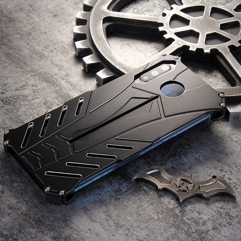 R-Just Batman Shockproof Aluminum Shell Metal Case with Custom Batarang Stent for vivo iQOO