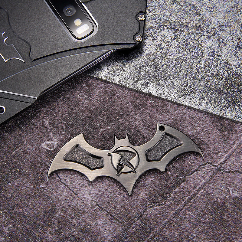 R-Just Batman Shockproof Aluminum Shell Metal Case with Custom Batarang Stent for Samsung Galaxy S10+ & Galaxy S10 & Galaxy S10e