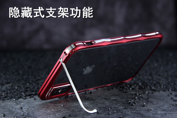 iMatch Slim Light Aluminum Metal Shockproof Bumper Case with Kickstand for Apple iPhone X