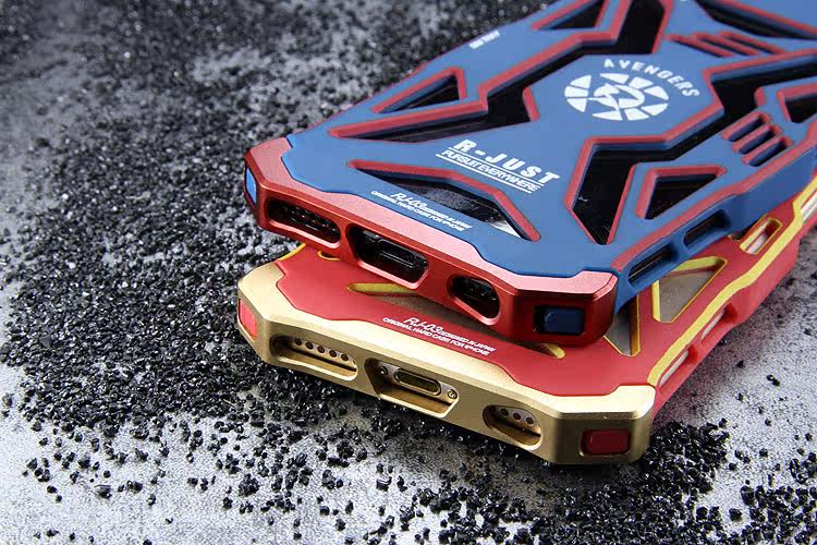 R-Just Avengers Superhero Aluminum Metal Frame Shockproof Macromolecular Materials Case Cover for Apple iPhone 7 Plus