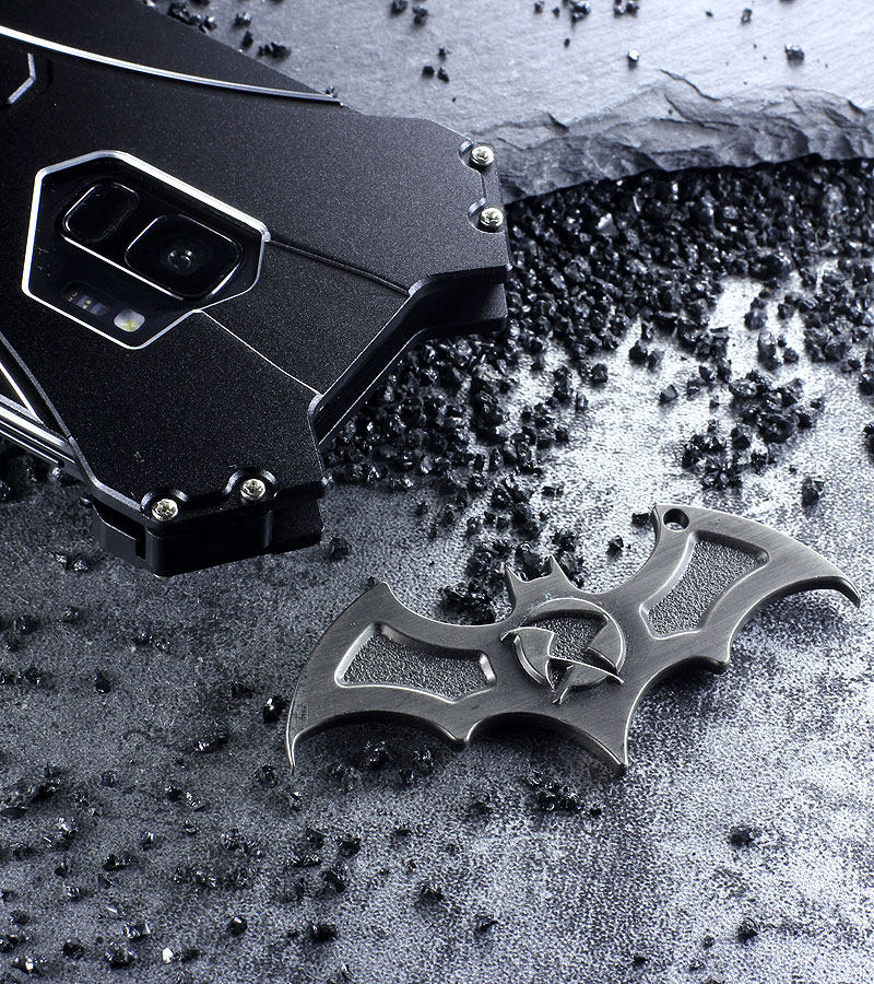 R-Just Batman Shockproof Aluminum Shell Metal Case with Custom Batarang Stent for Samsung Galaxy S9 Plus & Samsung Galaxy S9