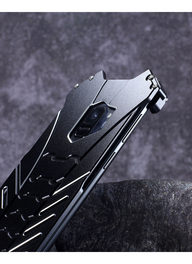 R-Just Batman Shockproof Aluminum Shell Metal Case with Custom Batarang Stent for Samsung Galaxy S9 Plus & Samsung Galaxy S9