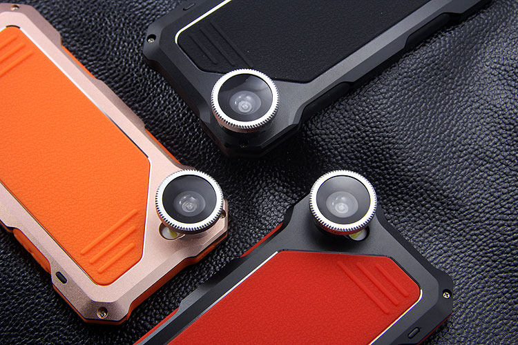 R-Just 3 in 1 Fisheye+Macro+Wide Angle Camera Lens IP54 Waterproof Dustproof Shockproof Silicone Aluminum Metal Heavy Duty Case Cover for Apple iPhone 6S Plus/6 Plus & iPhone 6S/6 & iPhone SE/5S/5