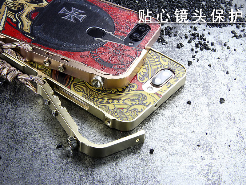 KANENG Mechanical Arm Trigger Aluminum Bumper Metal Frame 3D Cameo Back Cover Case for OPPO R11s & OPPO R11s Plus