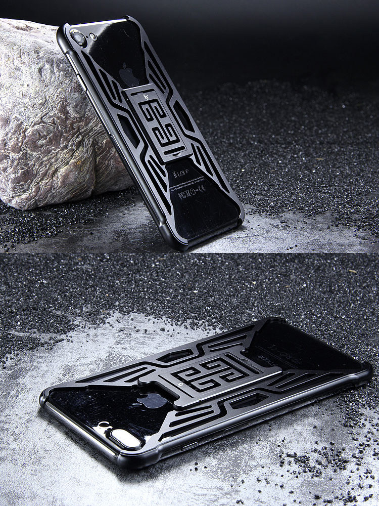 iy Metror Butterfly Aluminum Shell Shockproof Aerospace Metal Case Cover with Kickstand for Apple iPhone 7 Plus & iPhone 7