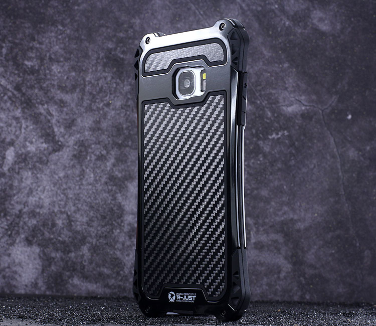 R-Just Amira Heavy Duty Dirtproof Shockproof Rainproof Aluminum Metal Bumper Carbon Fiber Back Cover Case for Samsung Galaxy S7 G9300/ S7 Edge G9350