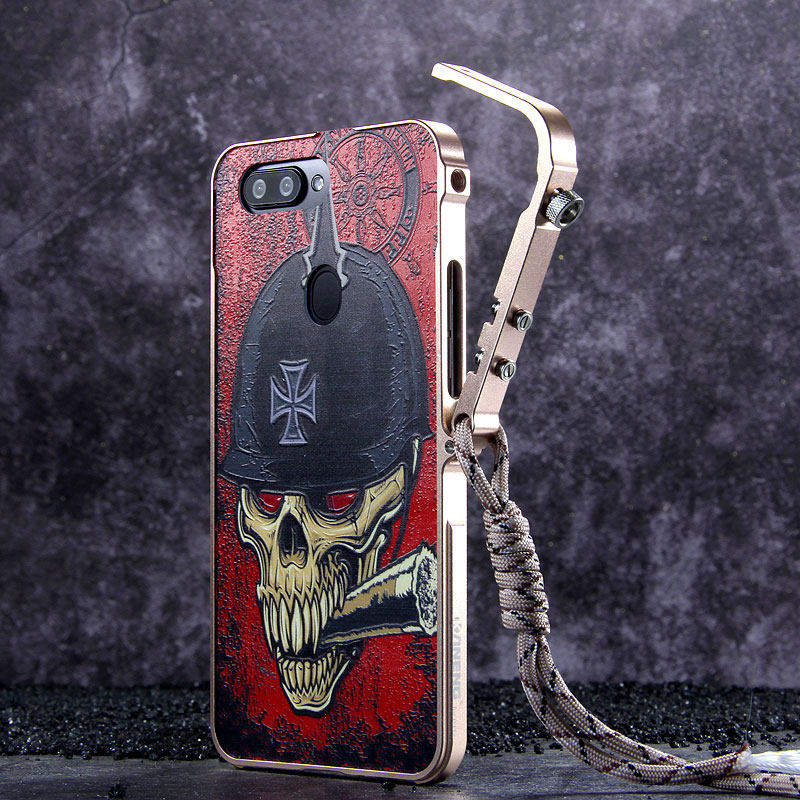 KANENG Mechanical Arm Trigger Aluminum Bumper Metal Frame 3D Cameo Back Cover Case for OPPO R11s & OPPO R11s Plus