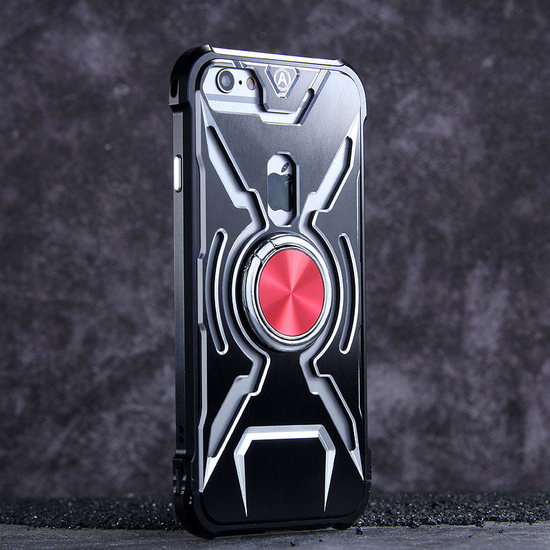 WK Iron Man Military Grade Shockproof Screw-less Metal Case w/ Ring Holder for Apple iPhone 8 Plus/7 Plus/6S Plus/6 Plus & iPhone 8/7/6S/6