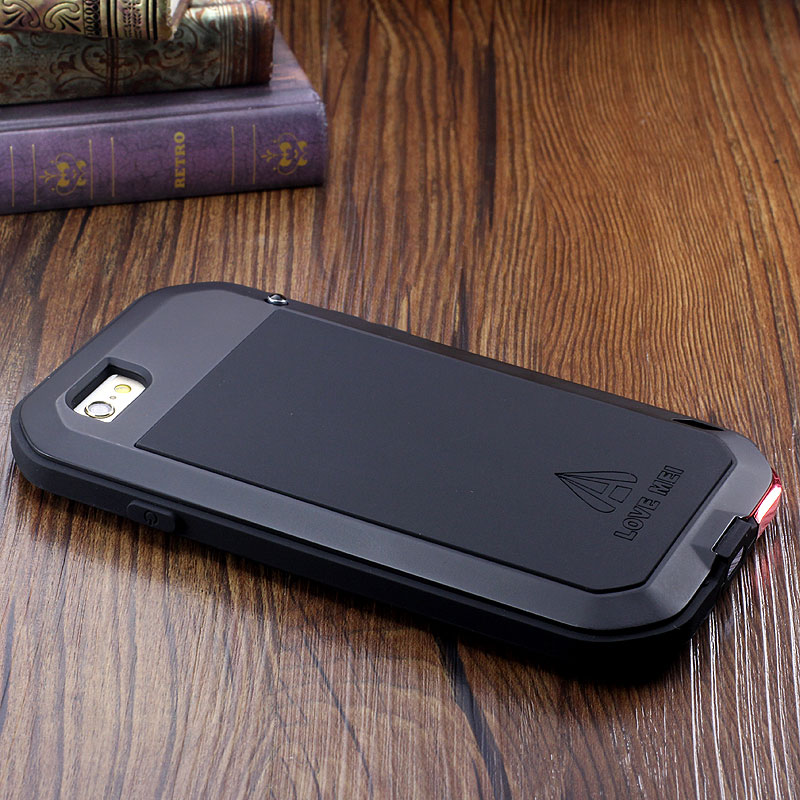 LOVE MEI Powerful Water Resistant Shockproof Dust/Dirt/Snow Proof Aluminum Metal Outdoor Gorilla Glass Heavy Duty Case Cover for Apple iPhone 6S/6 & iPhone 6S Plus/6 Plus